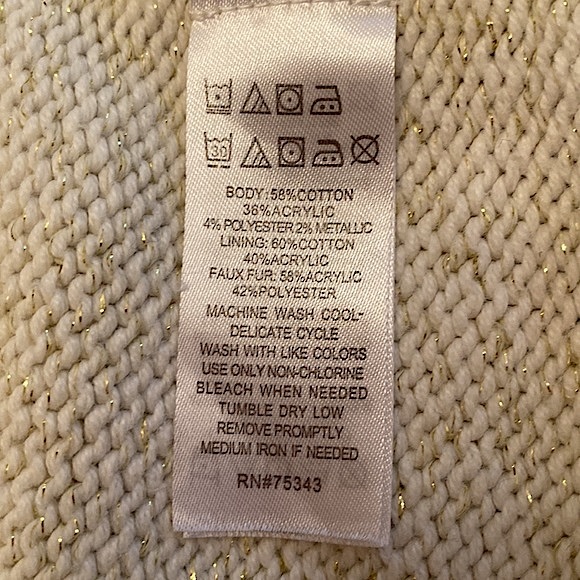 Max Studio Cream Faux Fur Ribbed Sweater Sleeveless Open Cardigan Size M - Picture 10 of 10